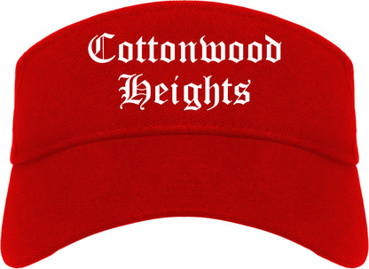 Cottonwood Heights Utah UT Old English Mens Visor Cap Hat Red