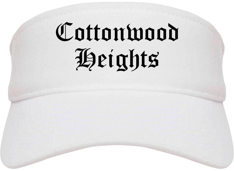 Cottonwood Heights Utah UT Old English Mens Visor Cap Hat White