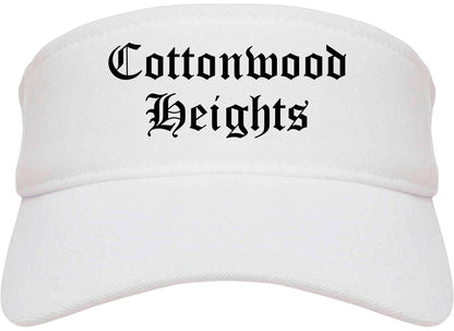Cottonwood Heights Utah UT Old English Mens Visor Cap Hat White