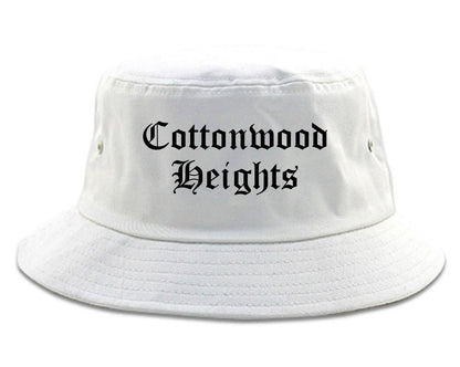 Cottonwood Heights Utah UT Old English Mens Bucket Hat White