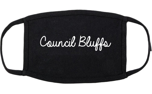 Council Bluffs Iowa IA Script Cotton Face Mask Black