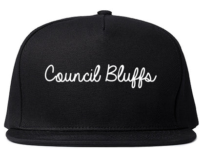 Council Bluffs Iowa IA Script Mens Snapback Hat Black