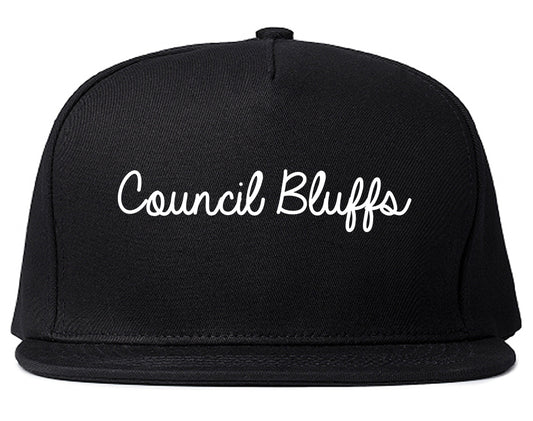 Council Bluffs Iowa IA Script Mens Snapback Hat Black