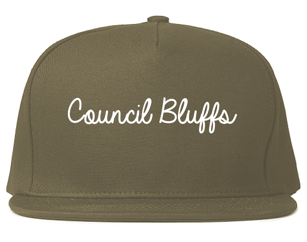 Council Bluffs Iowa IA Script Mens Snapback Hat Grey