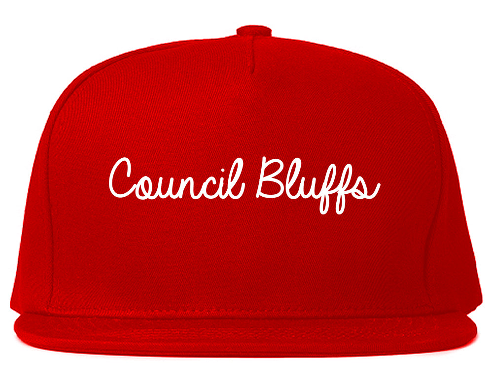 Council Bluffs Iowa IA Script Mens Snapback Hat Red