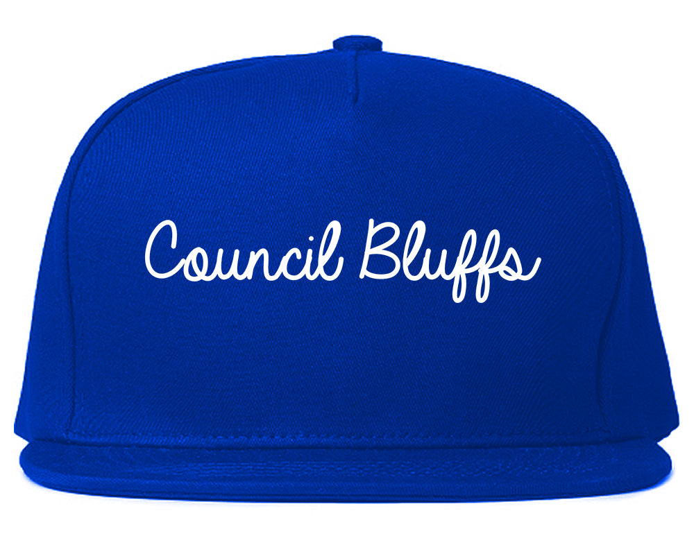 Council Bluffs Iowa IA Script Mens Snapback Hat Royal Blue