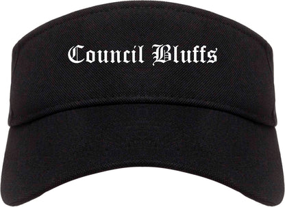 Council Bluffs Iowa IA Old English Mens Visor Cap Hat Black