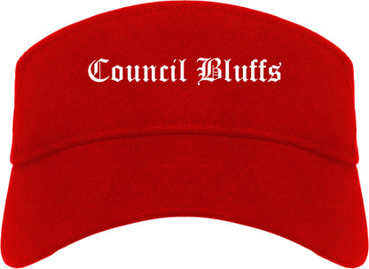 Council Bluffs Iowa IA Old English Mens Visor Cap Hat Red