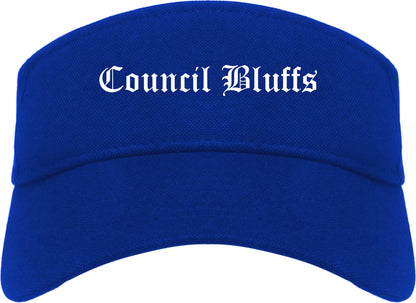 Council Bluffs Iowa IA Old English Mens Visor Cap Hat Royal Blue