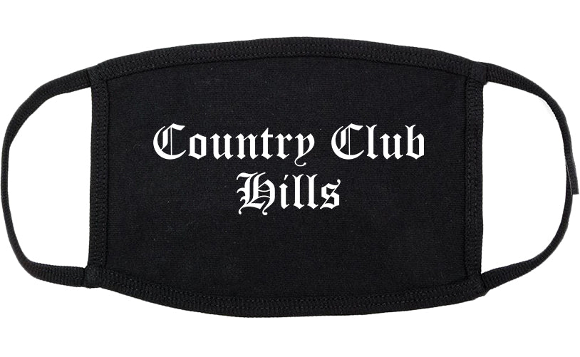 Country Club Hills Illinois IL Old English Cotton Face Mask Black
