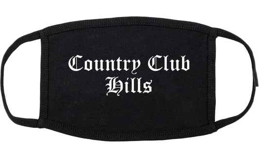 Country Club Hills Illinois IL Old English Cotton Face Mask Black