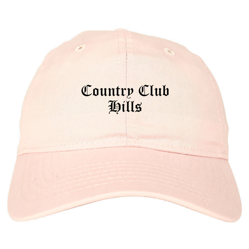 Country Club Hills Illinois IL Old English Mens Dad Hat Baseball Cap Pink