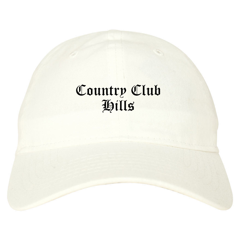 Country Club Hills Illinois IL Old English Mens Dad Hat Baseball Cap White