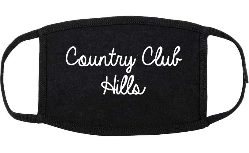 Country Club Hills Illinois IL Script Cotton Face Mask Black