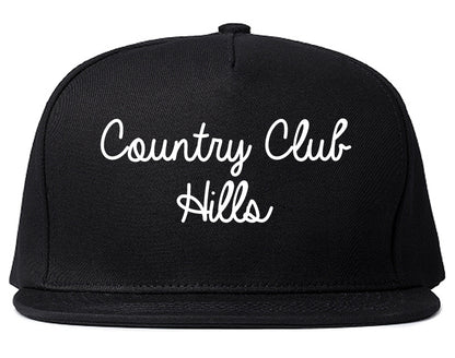 Country Club Hills Illinois IL Script Mens Snapback Hat Black