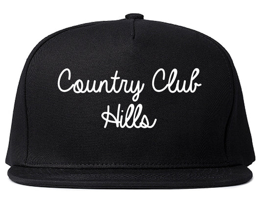 Country Club Hills Illinois IL Script Mens Snapback Hat Black