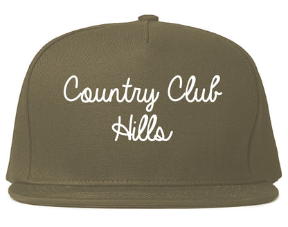 Country Club Hills Illinois IL Script Mens Snapback Hat Grey