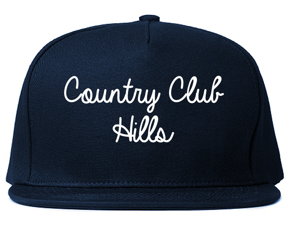 Country Club Hills Illinois IL Script Mens Snapback Hat Navy Blue