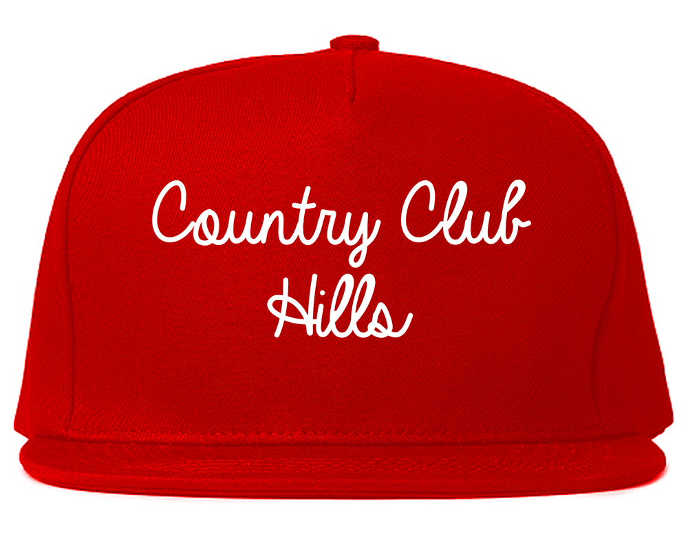 Country Club Hills Illinois IL Script Mens Snapback Hat Red