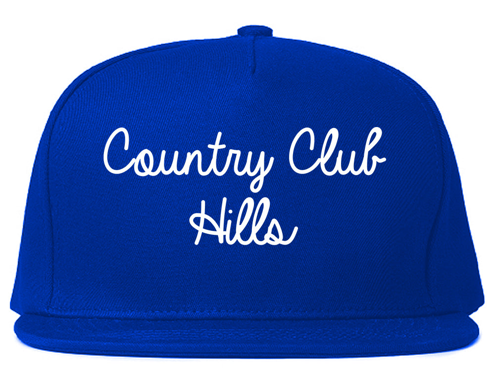 Country Club Hills Illinois IL Script Mens Snapback Hat Royal Blue