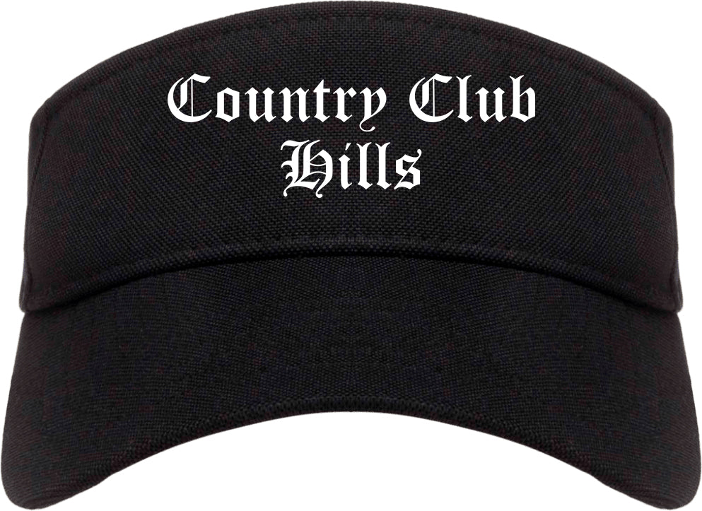 Country Club Hills Illinois IL Old English Mens Visor Cap Hat Black