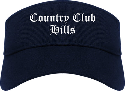 Country Club Hills Illinois IL Old English Mens Visor Cap Hat Navy Blue