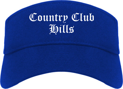 Country Club Hills Illinois IL Old English Mens Visor Cap Hat Royal Blue