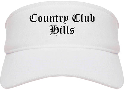 Country Club Hills Illinois IL Old English Mens Visor Cap Hat White