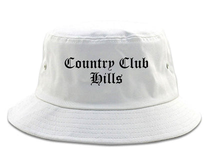 Country Club Hills Illinois IL Old English Mens Bucket Hat White