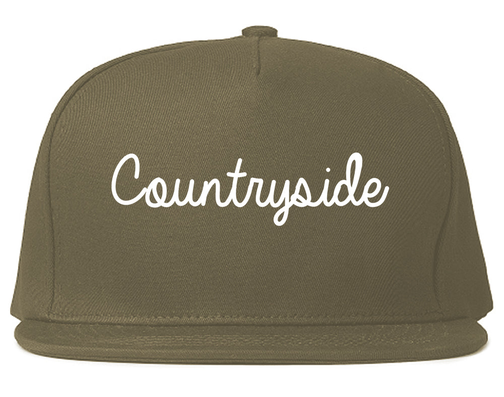 Countryside Illinois IL Script Mens Snapback Hat Grey