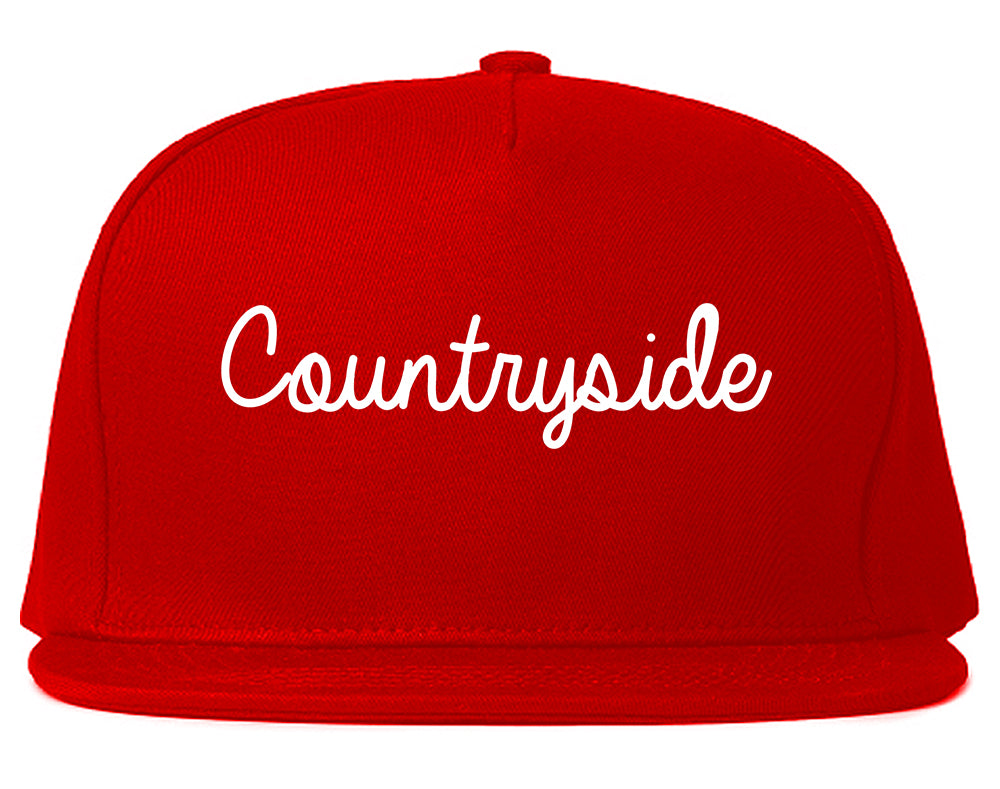 Countryside Illinois IL Script Mens Snapback Hat Red