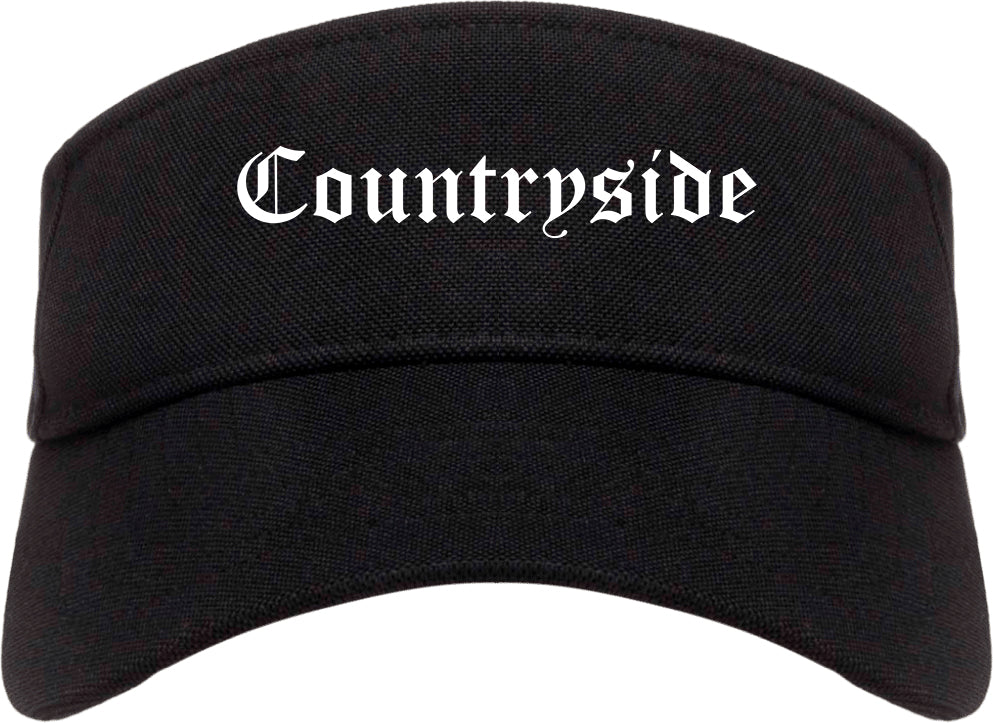 Countryside Illinois IL Old English Mens Visor Cap Hat Black