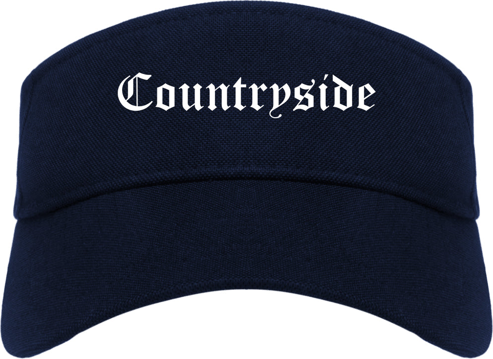 Countryside Illinois IL Old English Mens Visor Cap Hat Navy Blue