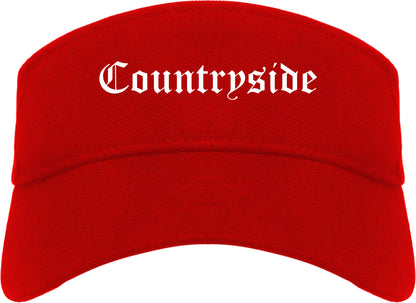 Countryside Illinois IL Old English Mens Visor Cap Hat Red
