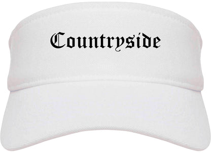 Countryside Illinois IL Old English Mens Visor Cap Hat White