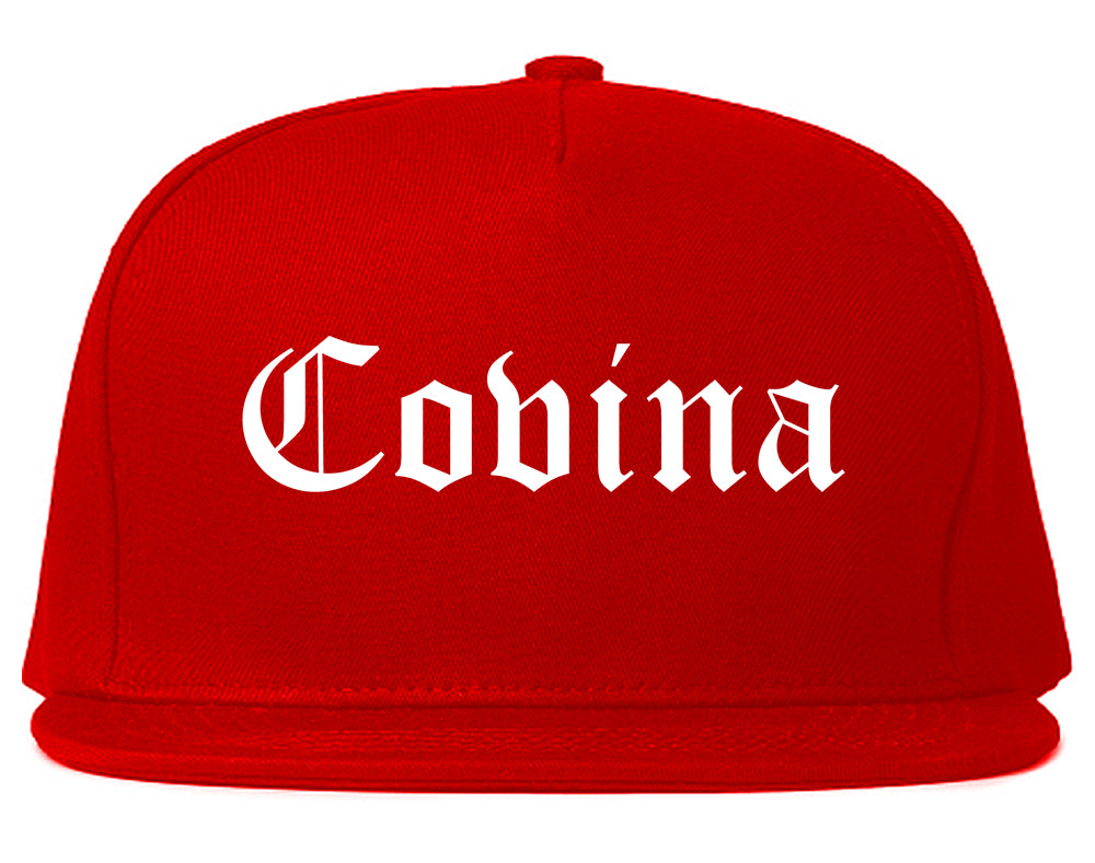 Covina California CA Old English Mens Snapback Hat Red
