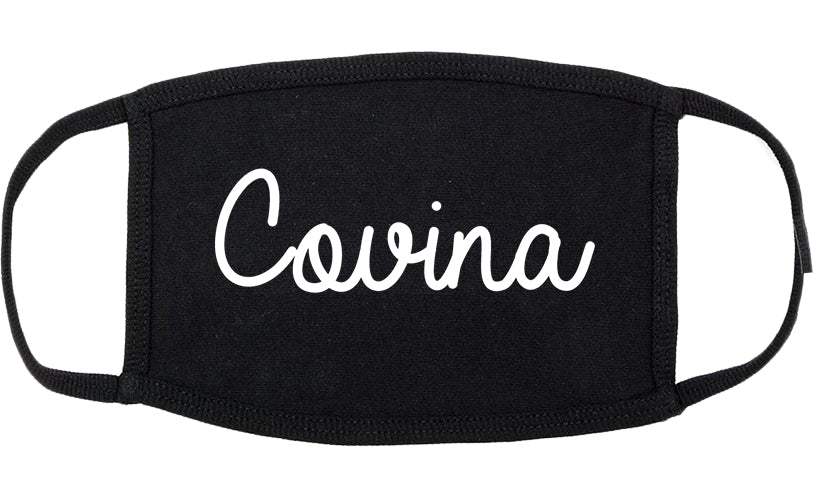 Covina California CA Script Cotton Face Mask Black