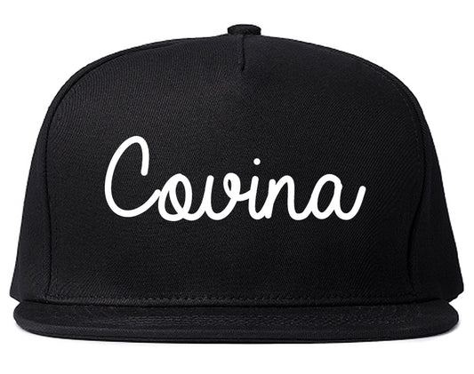 Covina California CA Script Mens Snapback Hat Black