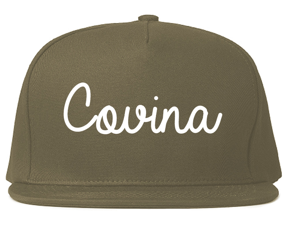 Covina California CA Script Mens Snapback Hat Grey