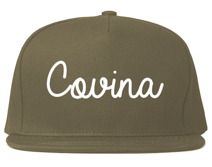 Covina California CA Script Mens Snapback Hat Grey