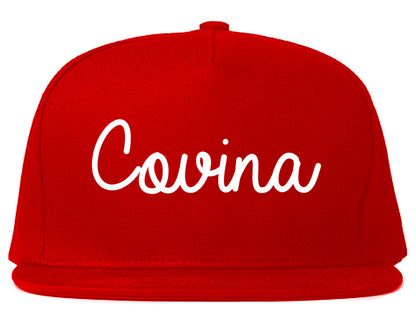 Covina California CA Script Mens Snapback Hat Red