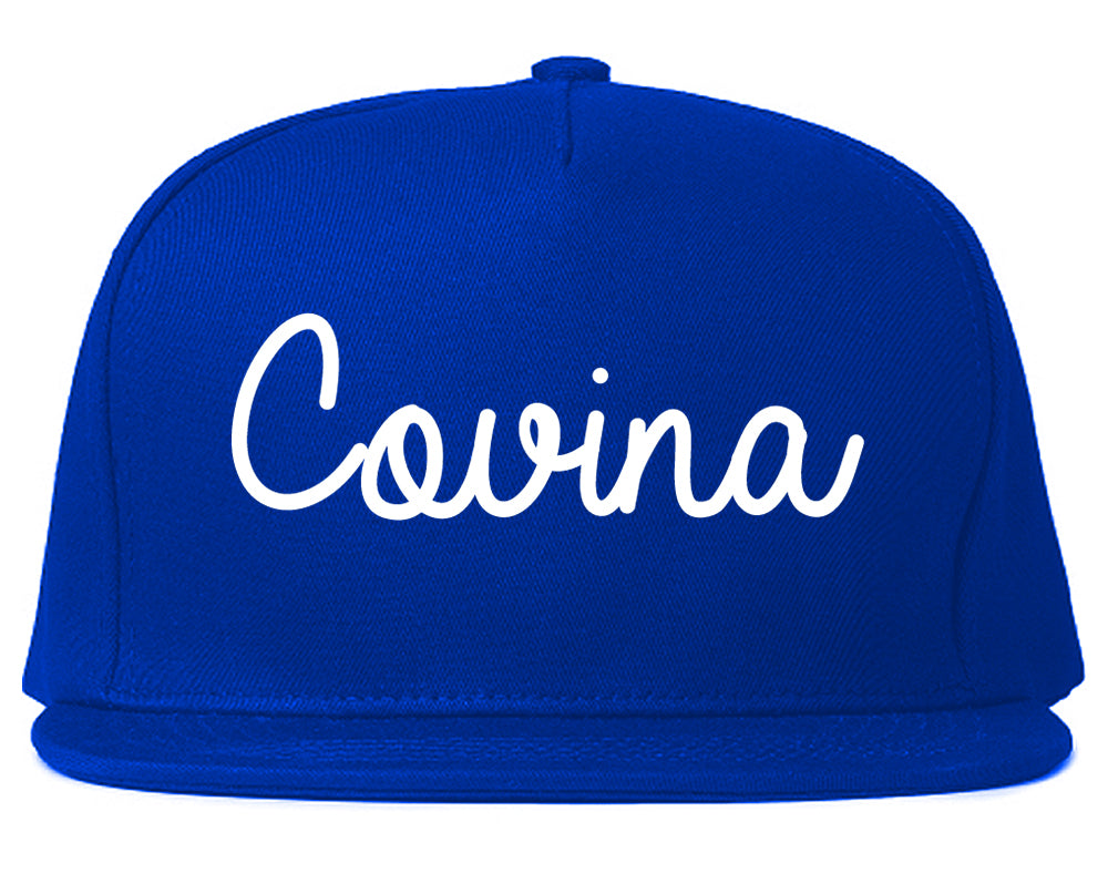 Covina California CA Script Mens Snapback Hat Royal Blue