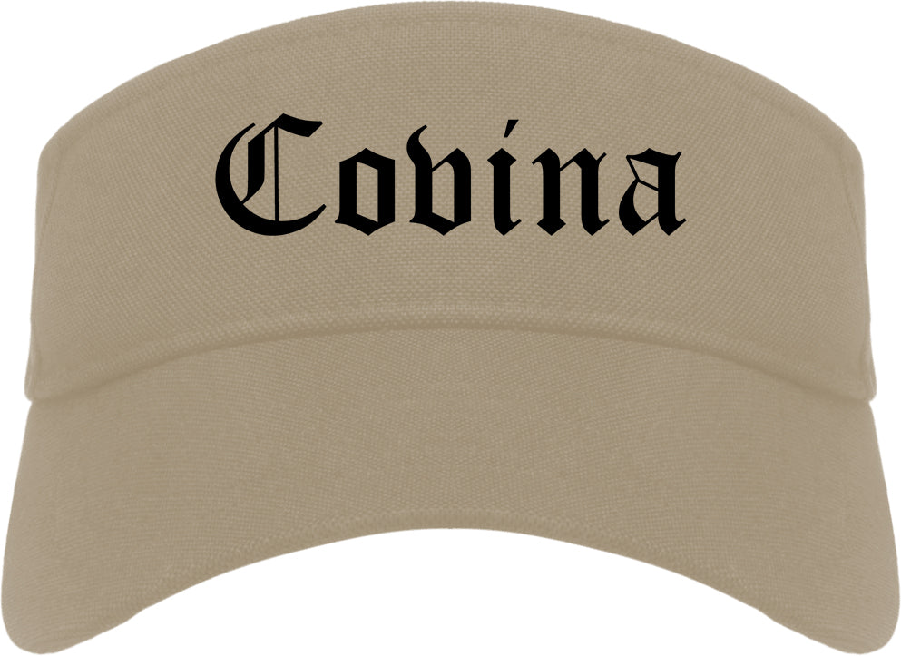 Covina California CA Old English Mens Visor Cap Hat Khaki