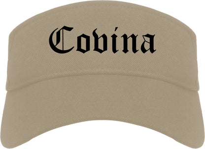 Covina California CA Old English Mens Visor Cap Hat Khaki