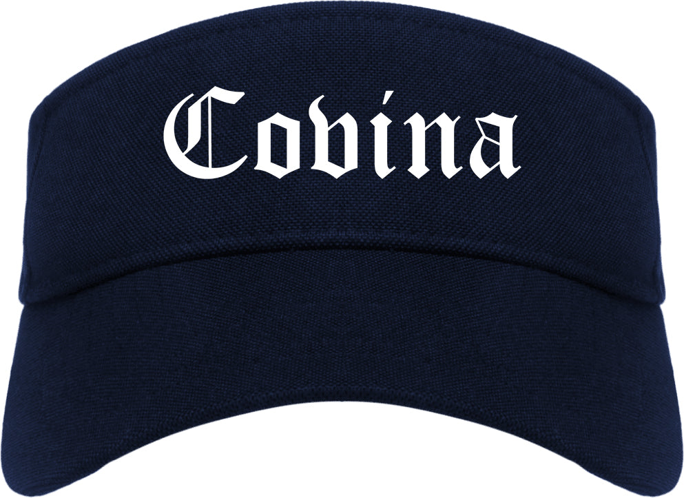 Covina California CA Old English Mens Visor Cap Hat Navy Blue