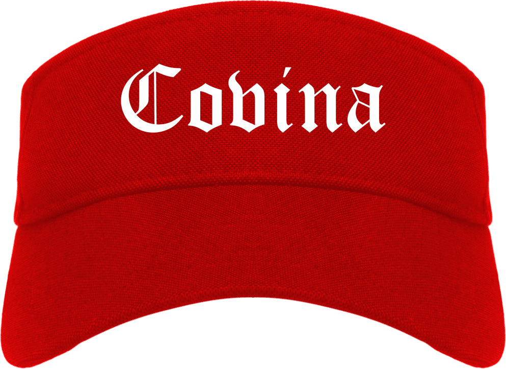 Covina California CA Old English Mens Visor Cap Hat Red
