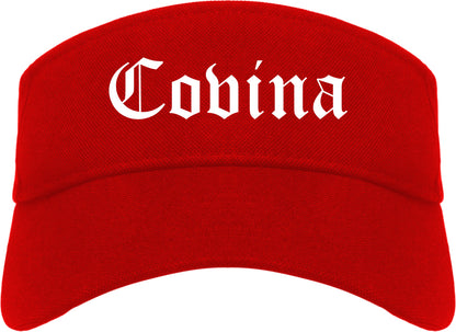 Covina California CA Old English Mens Visor Cap Hat Red