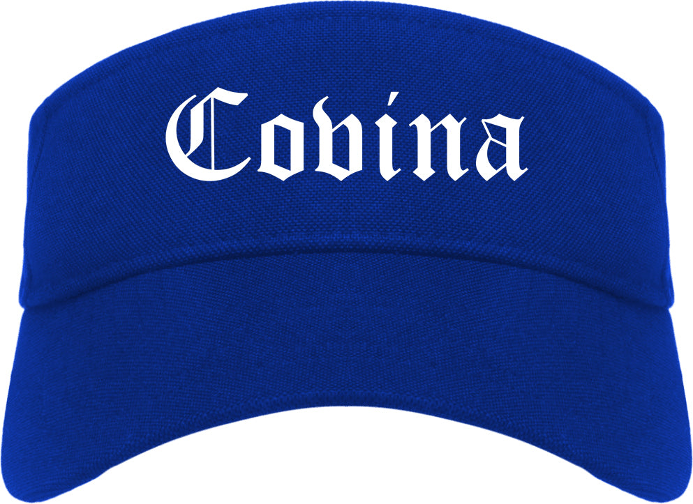 Covina California CA Old English Mens Visor Cap Hat Royal Blue