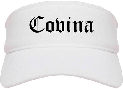Covina California CA Old English Mens Visor Cap Hat White