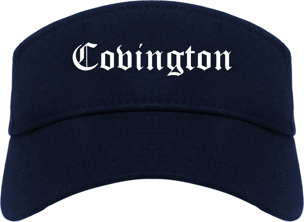 Covington Georgia GA Old English Mens Visor Cap Hat Navy Blue